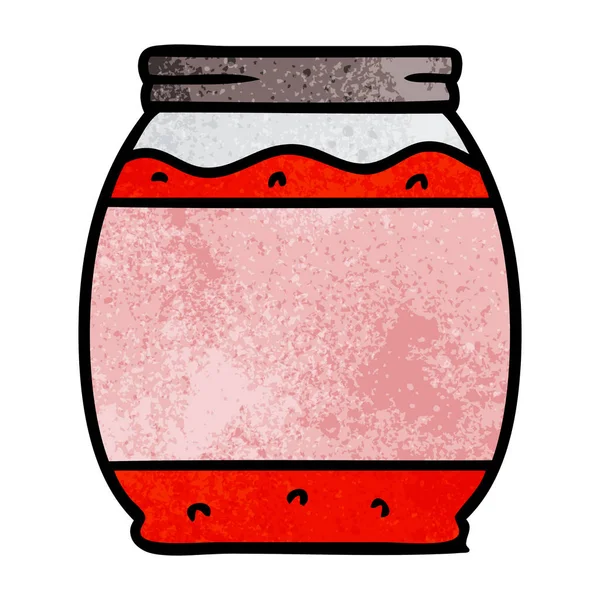 Hand Getrokken Getextureerde Cartoon Doodle Van Een Aardbei Jam — Stockvector