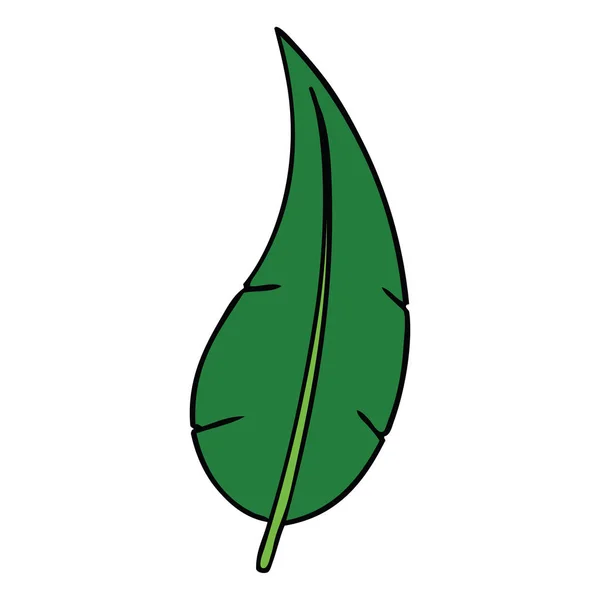 Hand Getekende Cartoon Doodle Van Een Groene Lang Blad — Stockvector