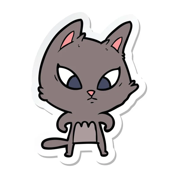 Aufkleber einer verwirrten Cartoon-Katze — Stockvektor