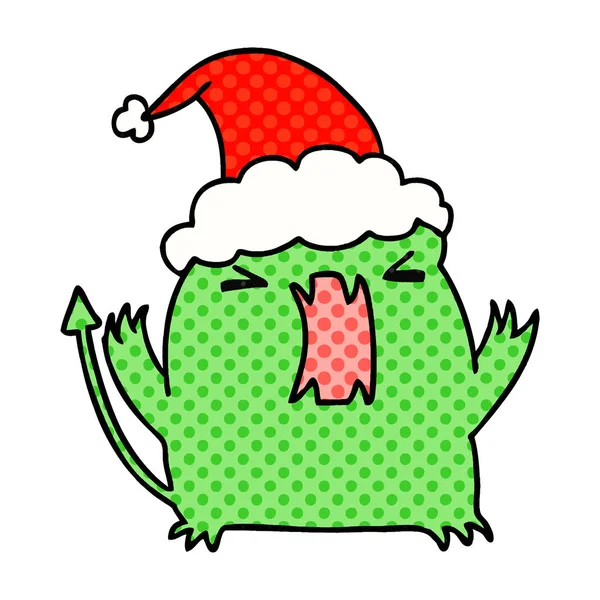 Mão Desenhada Desenhos Animados Natal Diabo Kawaii — Vetor de Stock