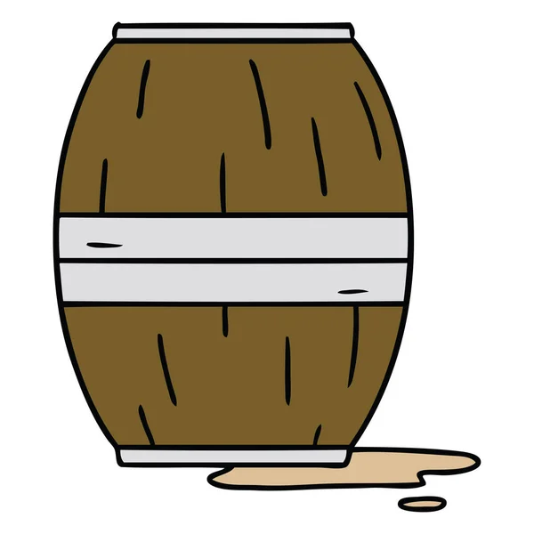 Doodle de desenho animado de um barril de vinho — Vetor de Stock