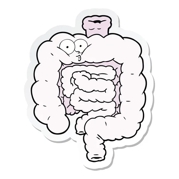 Pegatina de una caricatura intestinos sorprendidos — Archivo Imágenes Vectoriales
