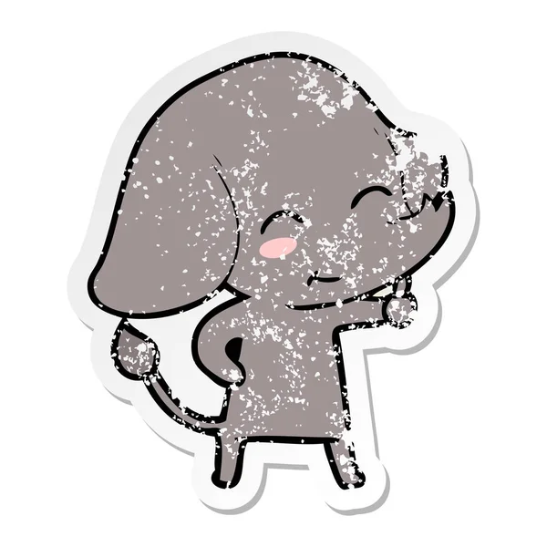 Adesivo Angosciato Simpatico Elefante Cartone Animato — Vettoriale Stock