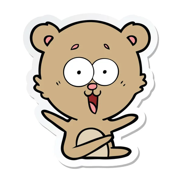 Sticker Laughing Teddy Bear Cartoon — Stock Vector