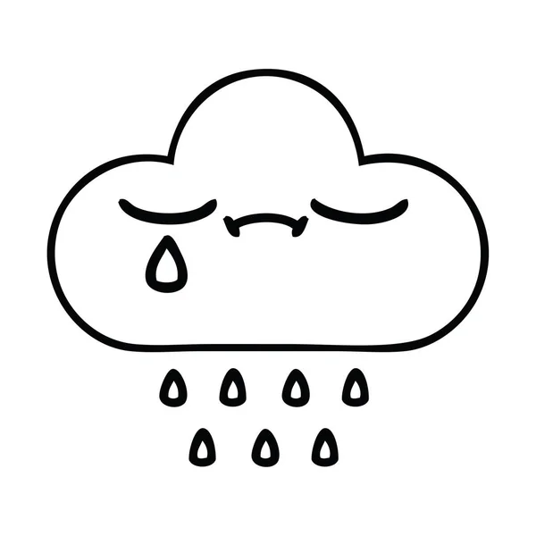 Linienzeichnung Karikatur Einer Regenwolke — Stockvektor