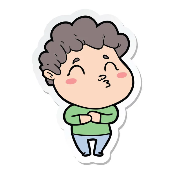 Sticker Cartoon Man Pouting — Stock Vector