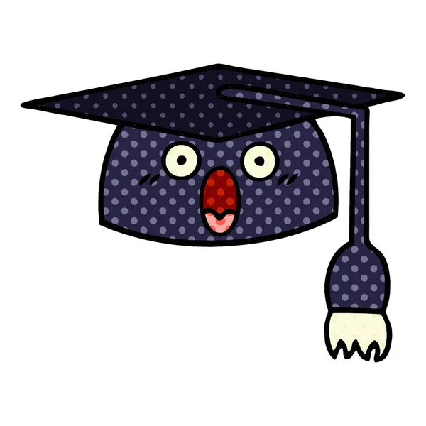 Historieta Estilo Cómic Sombrero Graduación — Vector de stock