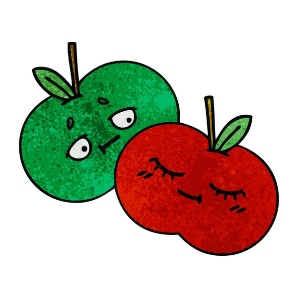 Kreslené Textury Retro Grunge Šťavnaté Jablko — Stockový vektor