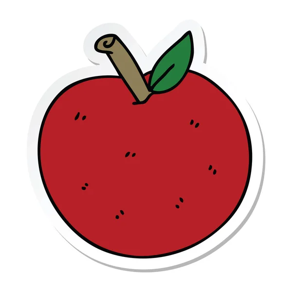 Ilginç bir el etiket karikatür elma çizilmiş — Stok Vektör