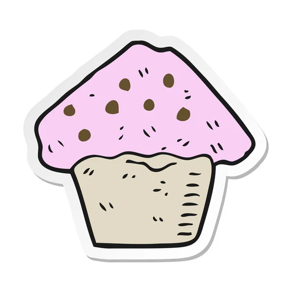 Adesivo Cartone Animato Muffin Fragola — Vettoriale Stock