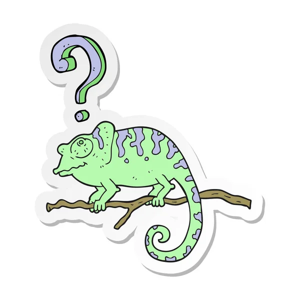 Sticker Cartoon Curious Chameleon — Stock Vector