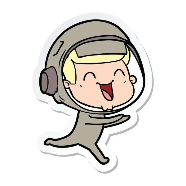 Pegatina de un astronauta de dibujos animados feliz — Vector de stock