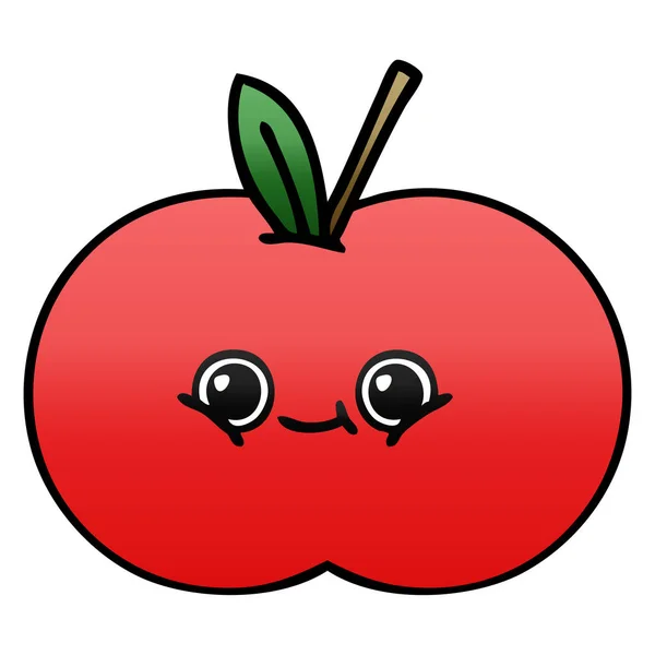 Gradient Skuggade Tecknad Ett Rött Äpple — Stock vektor