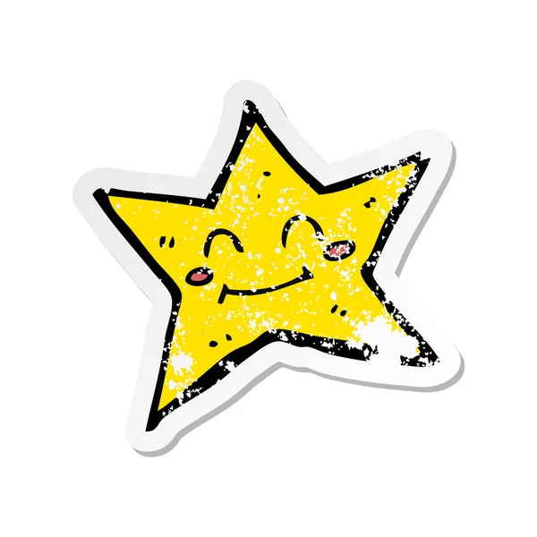 Pegatina retro angustiado de un personaje de la estrella de dibujos animados — Vector de stock