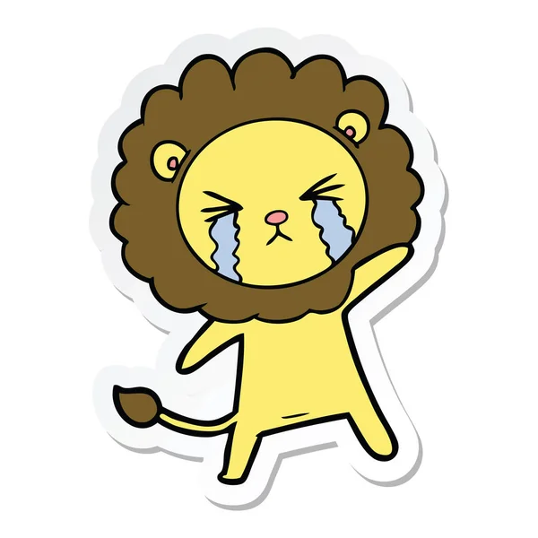 卡通哭狮子的贴纸 — 图库矢量图片