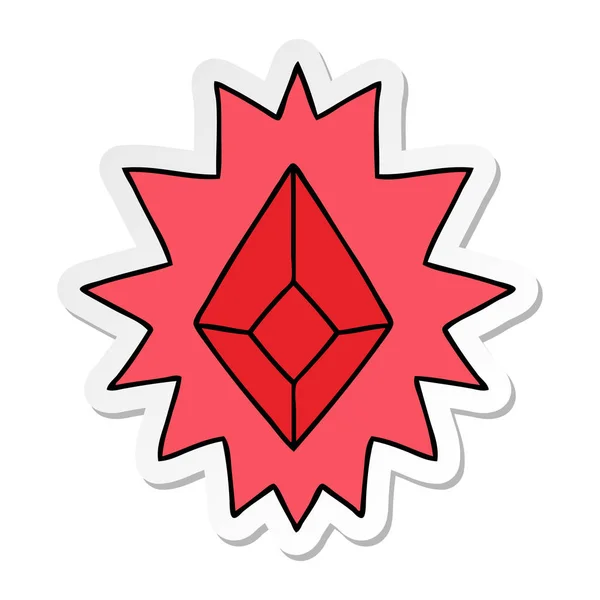 Hand Drawn Sticker Cartoon Doodle Red Bright Jewel — Stock Vector
