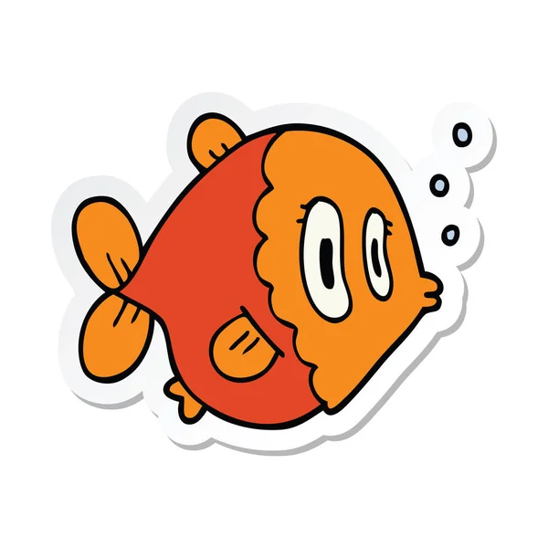 Adesivo di un pesce del fumetto — Vettoriale Stock