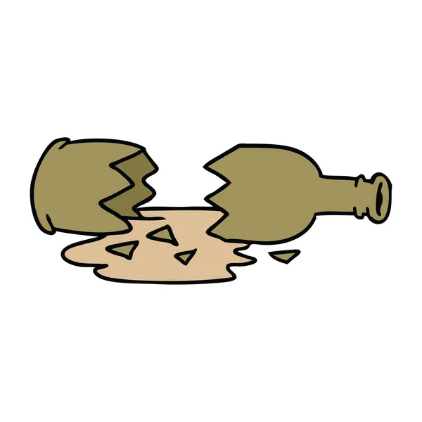 Gribouille de dessin animé d'une bouteille cassée — Image vectorielle