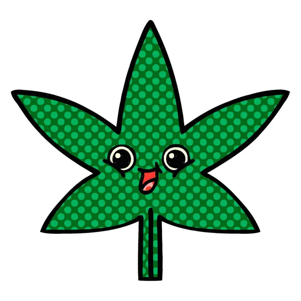 Comic Book Style Cartoon Marijuana Leaf — Stock Vector