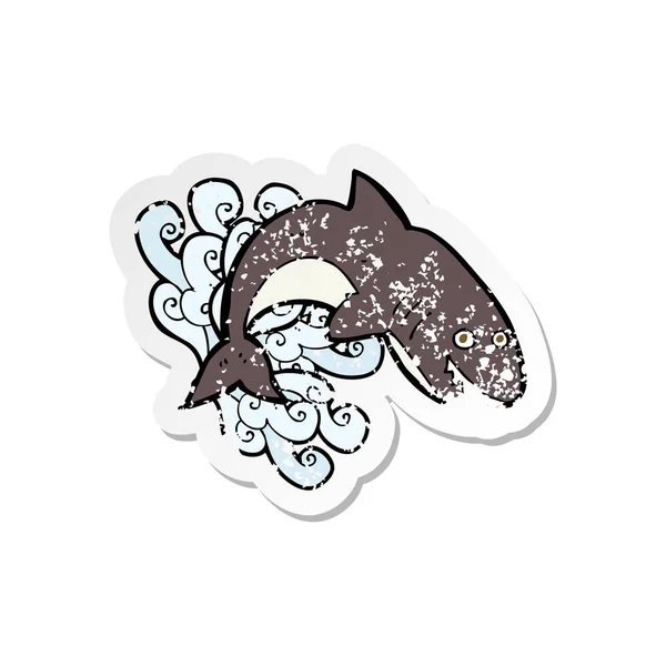 Наклейка Ретро Бедствие Мультяшной Акулы — стоковый вектор