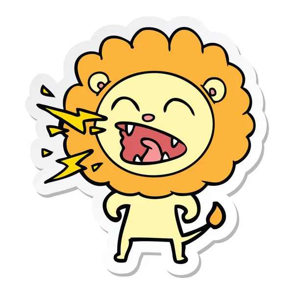 Autocollant Lion Rugissant Dessin Animé — Image vectorielle