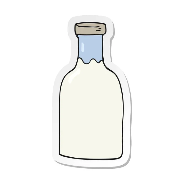 Sticker Cartoon Milk Bottle — Stock Vector