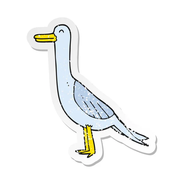 Pegatina Retro Angustiado Pájaro Dibujos Animados — Archivo Imágenes Vectoriales