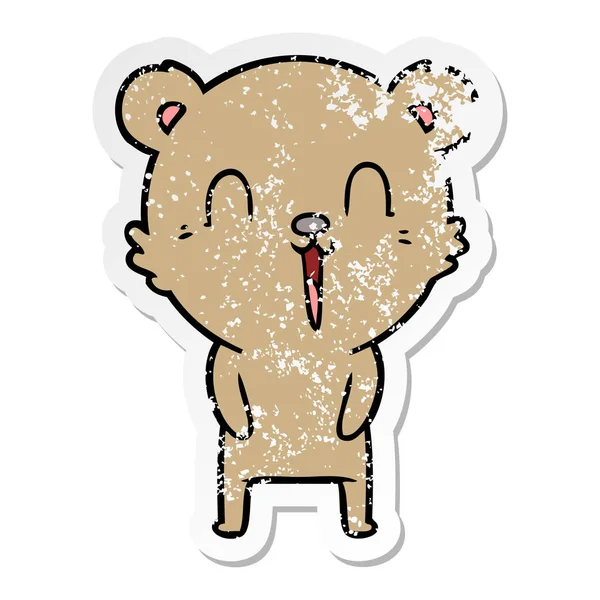 Zoufalý nálepka šťastný karikatura medvěd — Stockový vektor