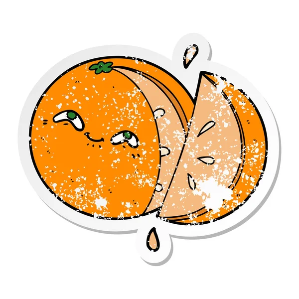 Autocollant Affligé Dessin Animé Orange — Image vectorielle
