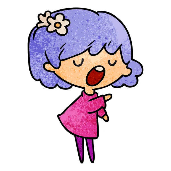 bir şirin kawaii kız dokulu karikatür çizimi