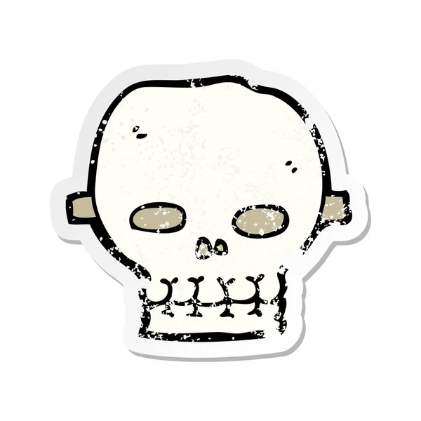 Pegatina Retro Angustiado Una Máscara Calavera Espeluznante Dibujos Animados — Vector de stock