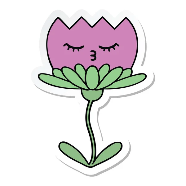 Aufkleber Einer Niedlichen Cartoon Blume — Stockvektor