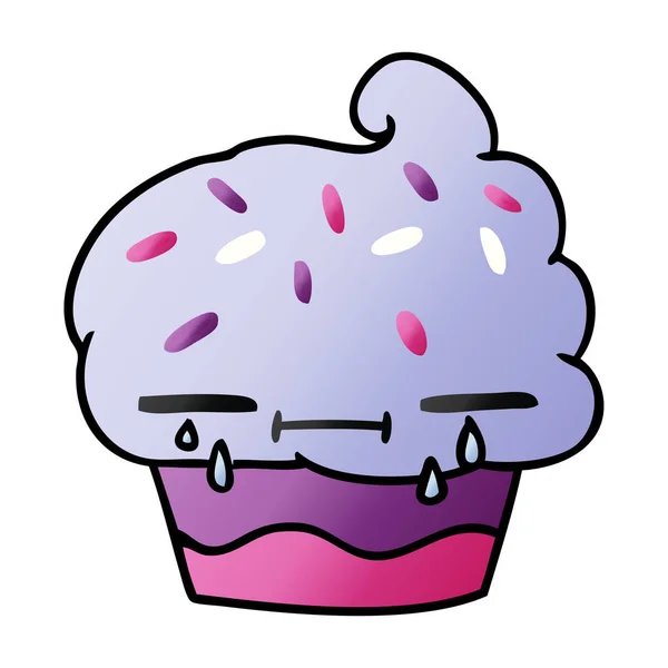 Gradient tecknad av en gråtande cupcake — Stock vektor