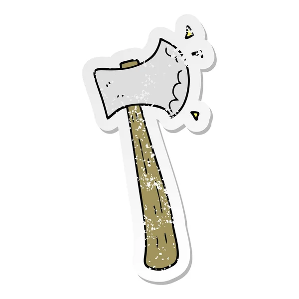 Distressed Sticker Cartoon Axe — Stock Vector