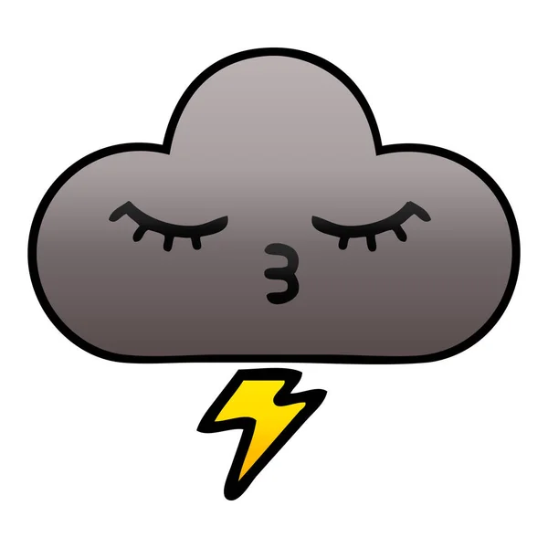 Gradiente Sombreado Dibujos Animados Una Nube Tormenta — Vector de stock