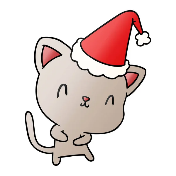 Desenhos animados gradiente de Natal de gato kawaii —  Vetores de Stock