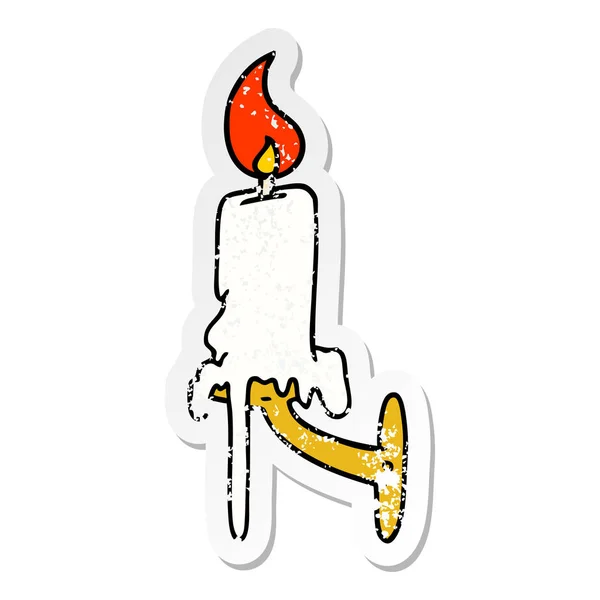 Handritad Nödställda Klistermärke Cartoon Doodle Candle Stick — Stock vektor