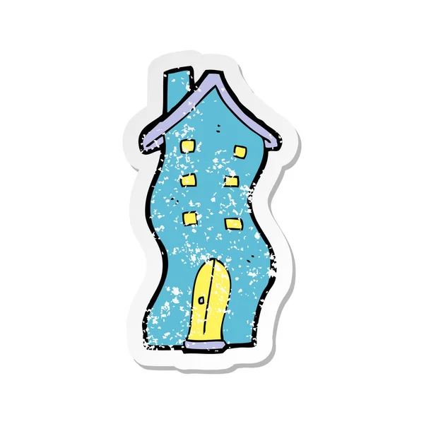 Retro noodlijdende sticker van een cartoon huis doodle — Stockvector