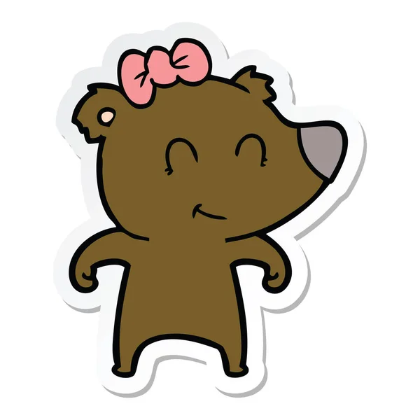 Αυτοκόλλητο από μια θηλυκή αρκούδα καρτούν — Διανυσματικό Αρχείο