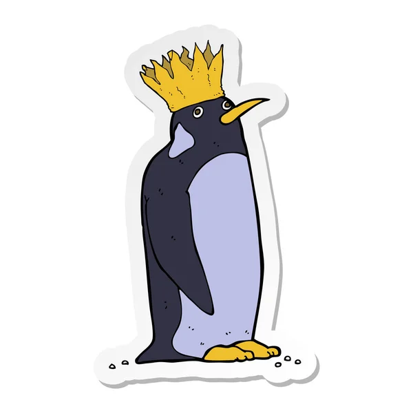 Etiket bir karikatür İmparator penguen — Stok Vektör