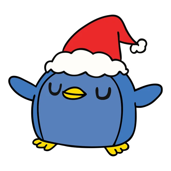 Kerst tekenfilm van kawaii pinguïn — Stockvector