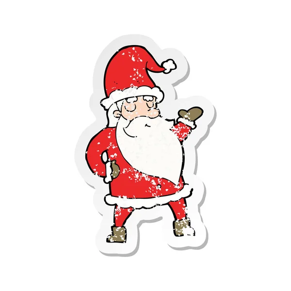 Pegatina Retro Angustiado Una Historieta Santa Claus — Vector de stock