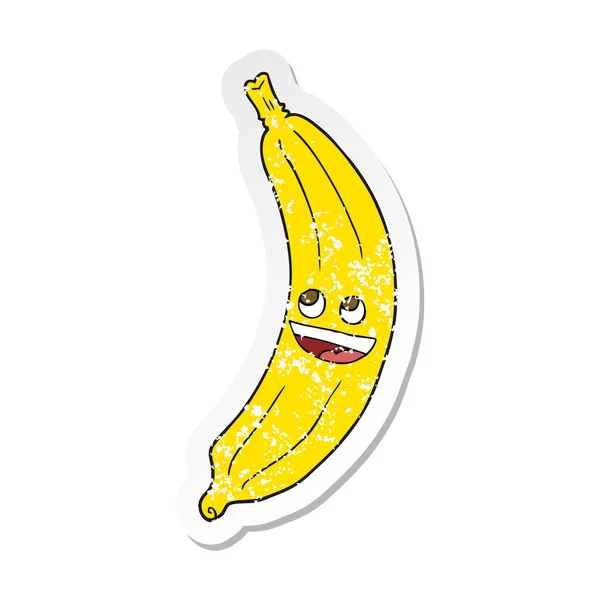 Retro noodlijdende sticker van een cartoon-banaan — Stockvector