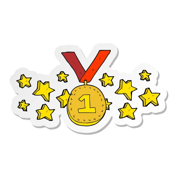 Sticker Cartoon First Place Medal — Stock Vector