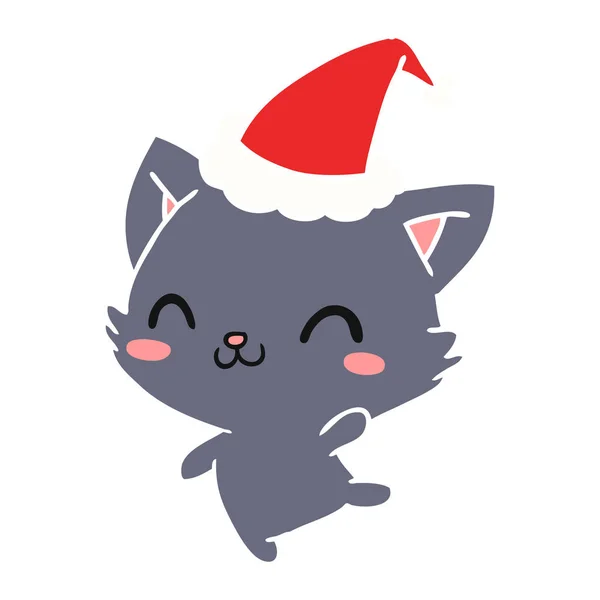 Kreslené vánoční kawaii Cat — Stockový vektor