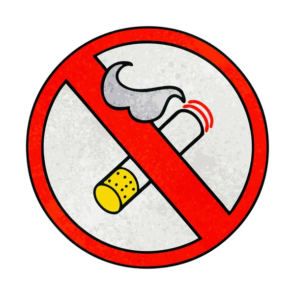 Rétro Grunge Texture Dessin Animé Non Fumeur Autorisé Signe — Image vectorielle