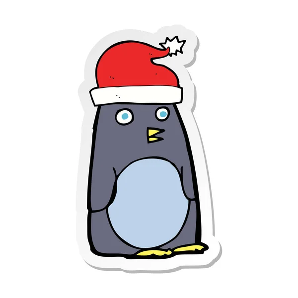 Autocollant Dessin Animé Pingouin Noël — Image vectorielle
