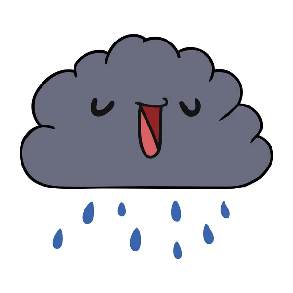 Cartoon kawaii tempo chuva nuvem —  Vetores de Stock