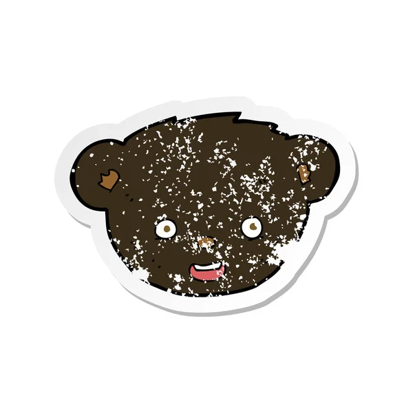 Retro adesivo angosciato di un cartone animato faccia orso nero — Vettoriale Stock