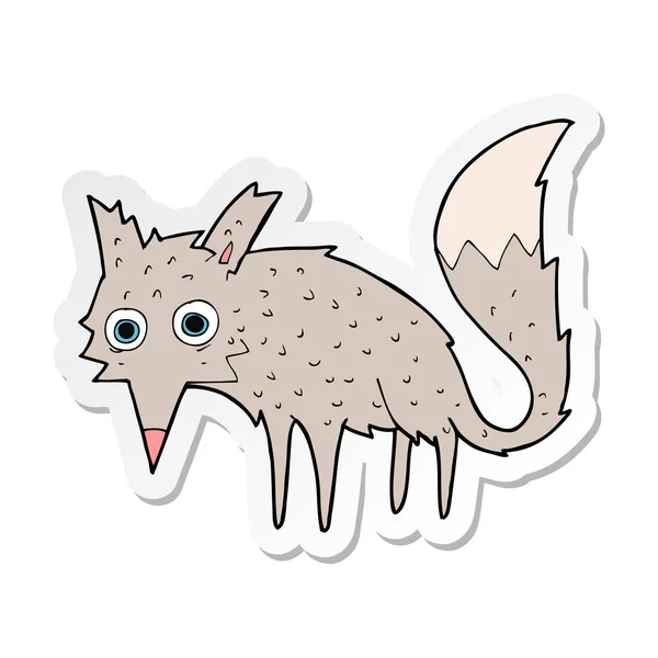 Sticker Funny Cartoon Wolf — Stock Vector